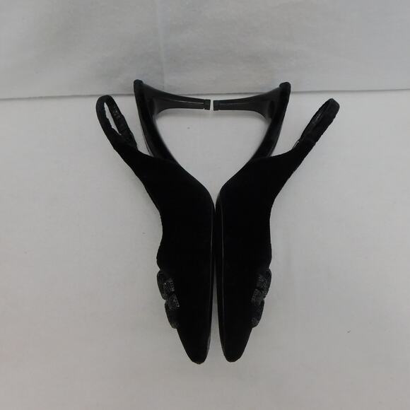 Tory Burch Women's Black Eleanor Velvet Slingback Pumps - Size 7.5 Shoes - Picture 10 of 14